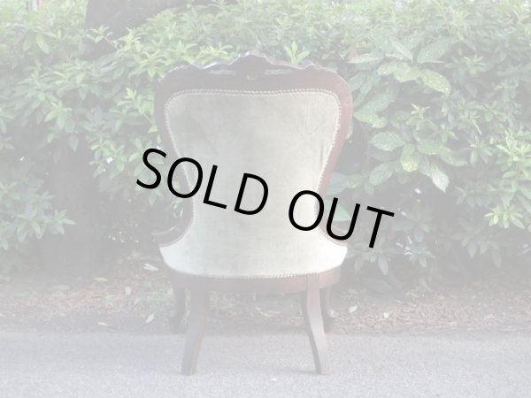 画像5: アンティーク シングルソファ モスグリーン ロココ調 一人掛け (1)