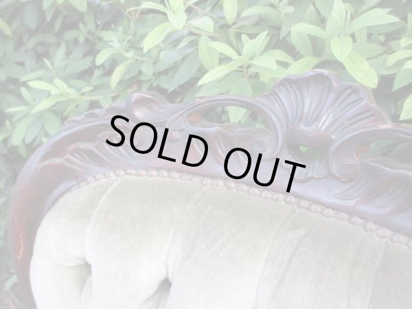 画像7: アンティーク シングルソファ モスグリーン ロココ調 一人掛け (2)