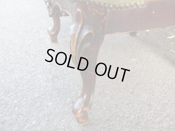 画像11: アンティーク シングルソファ モスグリーン ロココ調 一人掛け (2)