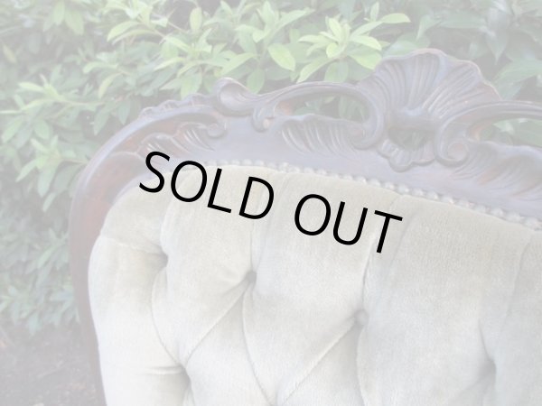 画像9: アンティーク シングルソファ モスグリーン ロココ調 一人掛け (1)