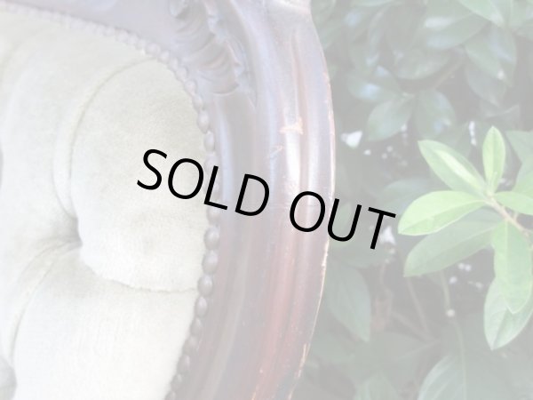 画像8: アンティーク シングルソファ モスグリーン ロココ調 一人掛け (2)