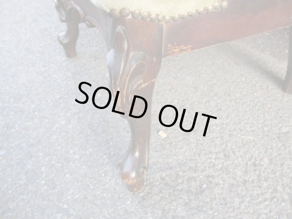 画像13: アンティーク シングルソファ モスグリーン ロココ調 一人掛け (1)