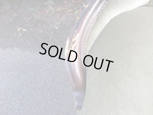 画像10: アンティーク シングルソファ モスグリーン ロココ調 一人掛け (2)