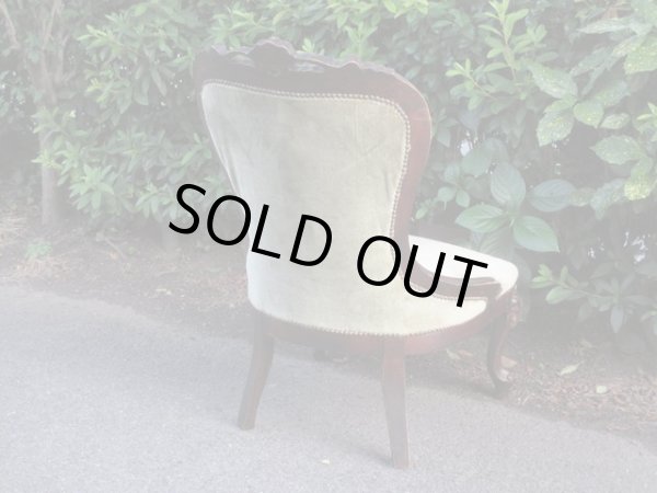 画像2: アンティーク シングルソファ モスグリーン ロココ調 一人掛け (1)