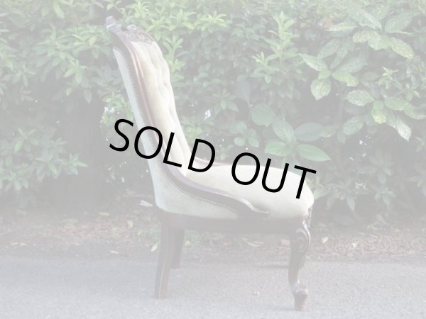 画像4: アンティーク シングルソファ モスグリーン ロココ調 一人掛け (1)