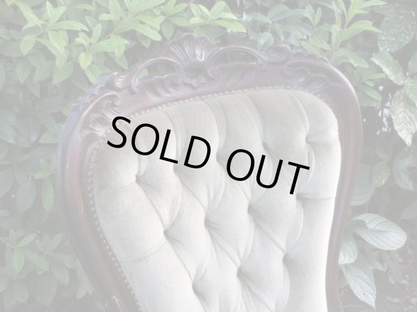 画像5: アンティーク シングルソファ モスグリーン ロココ調 一人掛け (2)