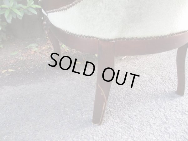 画像12: アンティーク シングルソファ モスグリーン ロココ調 一人掛け (2)