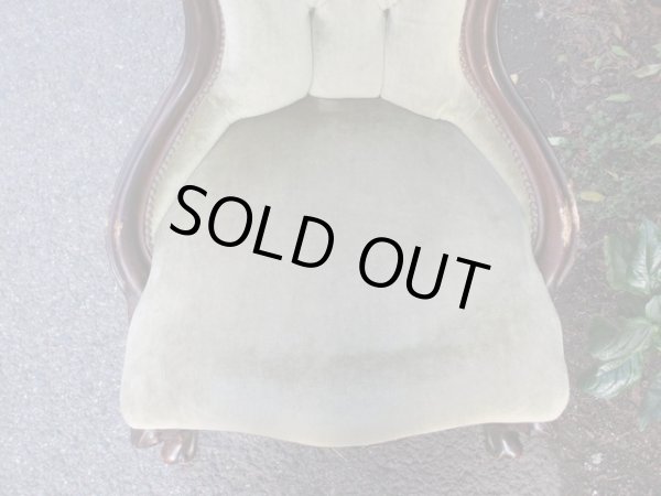 画像8: アンティーク シングルソファ モスグリーン ロココ調 一人掛け (1)