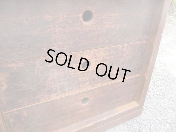 画像8: アンティーク 深い木味の3杯小引出し A4