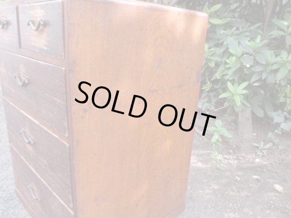 画像8: アンティーク　深い木味の5杯小引出し