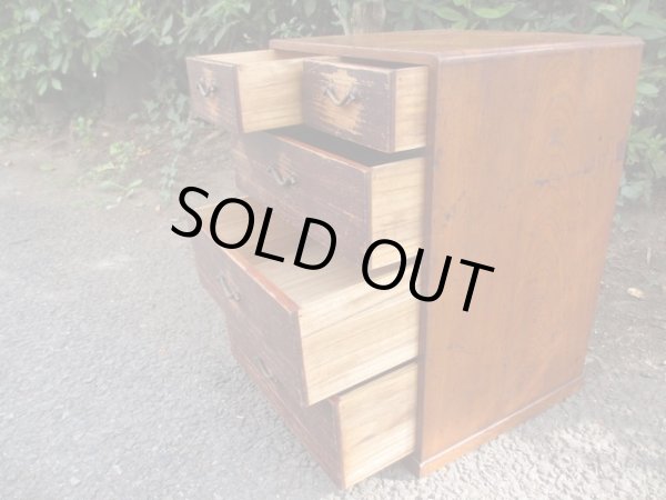 画像11: アンティーク　深い木味の5杯小引出し