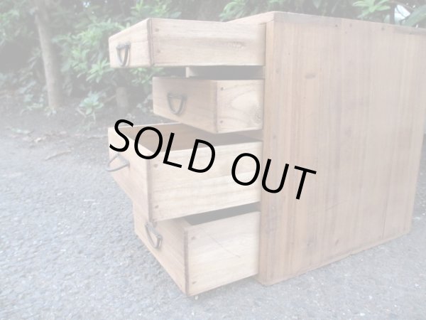 画像9: アンティーク 桐材の4杯小引出し