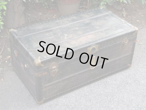 画像2: アンティーク 深緑の大型トランク