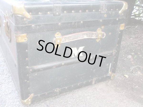 画像6: アンティーク 深緑の大型トランク