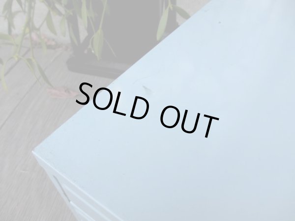 画像7: ヴィンテージ ブルーグレーのメタル製 5杯小引出し ドロワー A4