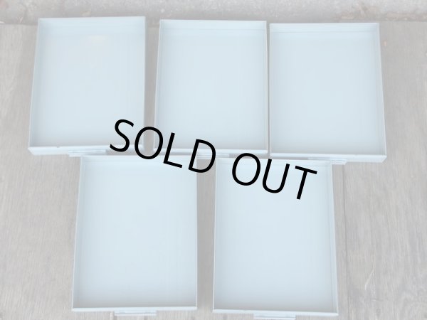 画像10: ヴィンテージ ブルーグレーのメタル製 5杯小引出し ドロワー A4