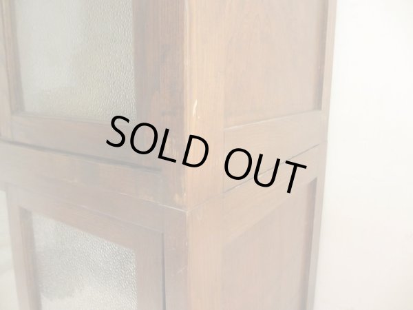 画像11: アンティーク ダイヤガラスのガラス戸棚 食器棚