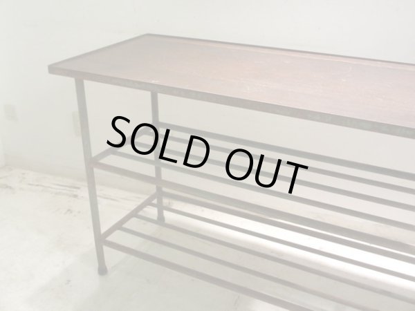 画像5: アンティーク 深い木味の天板 鉄脚テーブル 陳列台