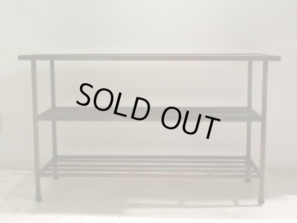 画像2: アンティーク 深い木味の天板 鉄脚テーブル 陳列台