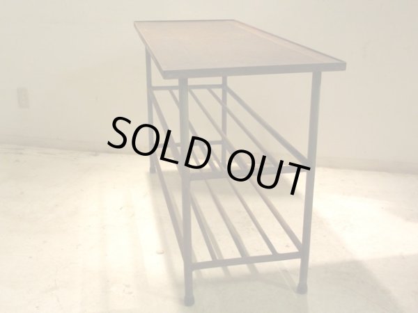 画像3: アンティーク 深い木味の天板 鉄脚テーブル 陳列台