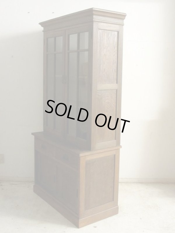 画像6: アンティーク 古い洋館のガラスキャビネット 楢無垢材