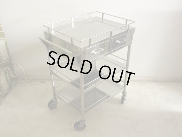 画像2: 古い 医療用ステンレスワゴン