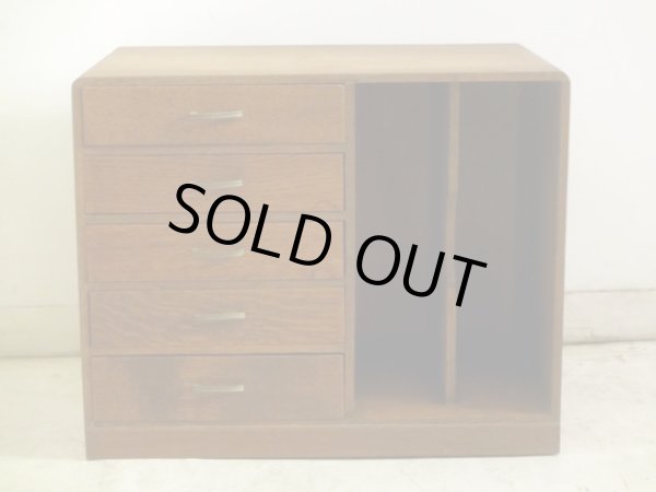 画像4: アンティーク 楢材のブックスタンド付5杯小引出し