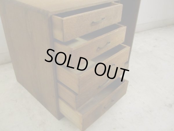 画像11: アンティーク 楢材のブックスタンド付5杯小引出し