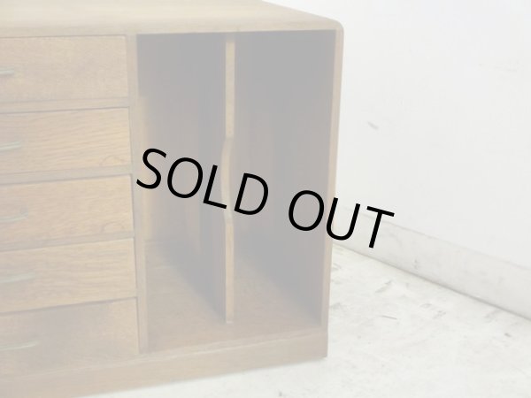 画像7: アンティーク 楢材のブックスタンド付5杯小引出し