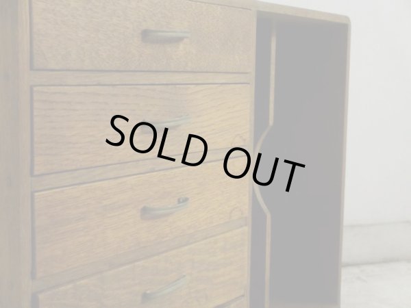 画像6: アンティーク 楢材のブックスタンド付5杯小引出し