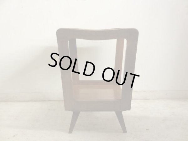 画像5: ヴィンテージ 明るい木味の台形サイドテーブル