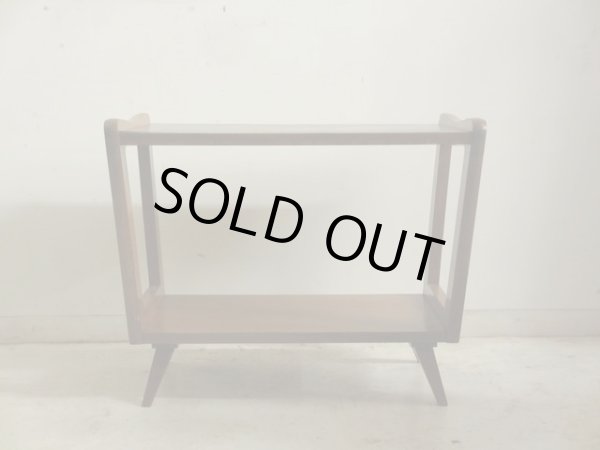 画像4: ヴィンテージ 明るい木味の台形サイドテーブル