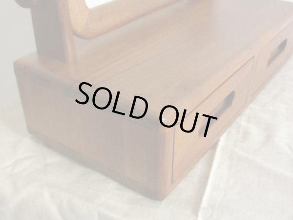 画像4: 北欧デザイン チーク材の2杯引出し卓上ミラー ミニドレッサー