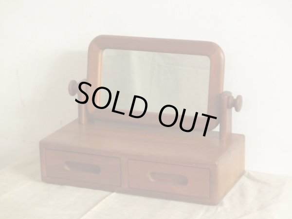 画像2: 北欧デザイン チーク材の2杯引出し卓上ミラー ミニドレッサー