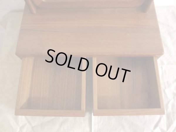 画像6: 北欧デザイン チーク材の2杯引出し卓上ミラー ミニドレッサー