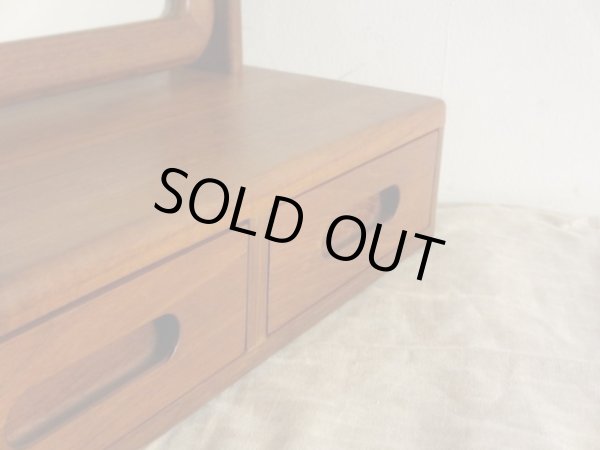 画像5: 北欧デザイン チーク材の2杯引出し卓上ミラー ミニドレッサー