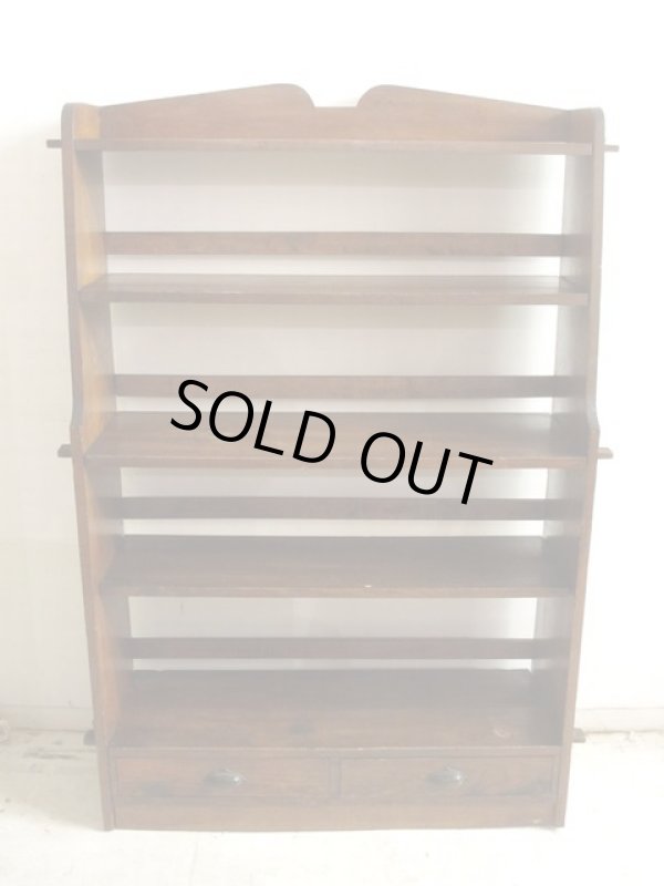 画像4: アンティーク 楢無垢材の重厚なクサビ本棚