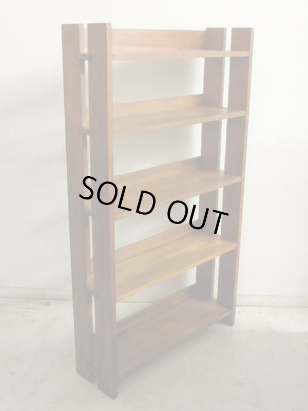 画像2: 明るい木味 古い楢無垢材本棚 ブックシェルフ