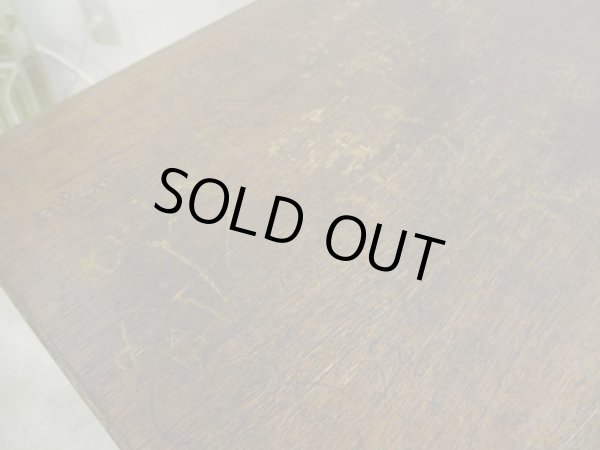 画像6: 昭和レトロ 古い学校の机 木製デスク (2)