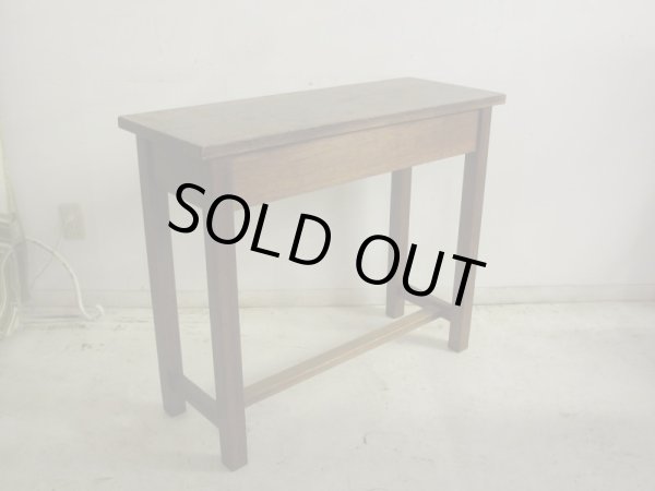 画像3: 昭和レトロ 古い学校の机 木製デスク (2)