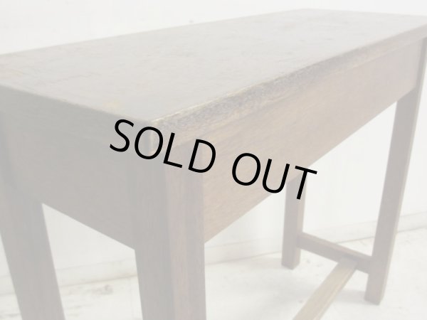 画像13: 昭和レトロ 古い学校の机 木製デスク (2)