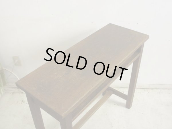 画像5: 昭和レトロ 古い学校の机 木製デスク (2)