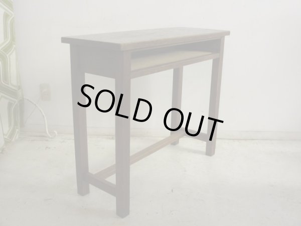 画像2: 昭和レトロ 古い学校の机 木製デスク (2)