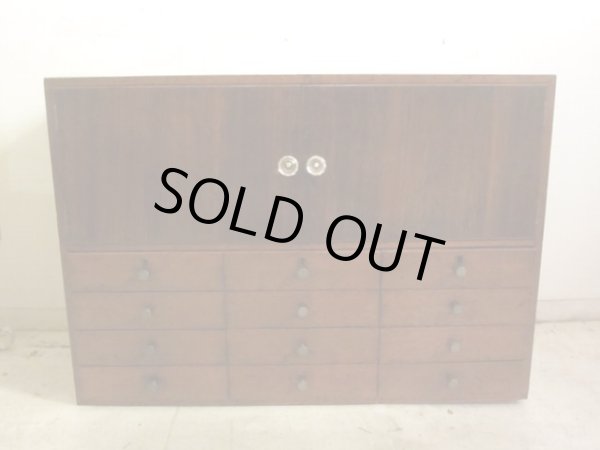 画像3: 昭和レトロ 12杯引出し付の戸棚 ローボード