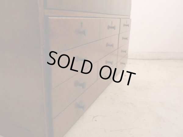 画像14: 昭和レトロ 12杯引出し付の戸棚 ローボード