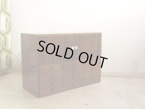 画像2: 昭和レトロ 12杯引出し付の戸棚 ローボード