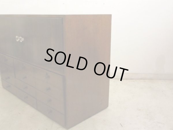 画像12: 昭和レトロ 12杯引出し付の戸棚 ローボード