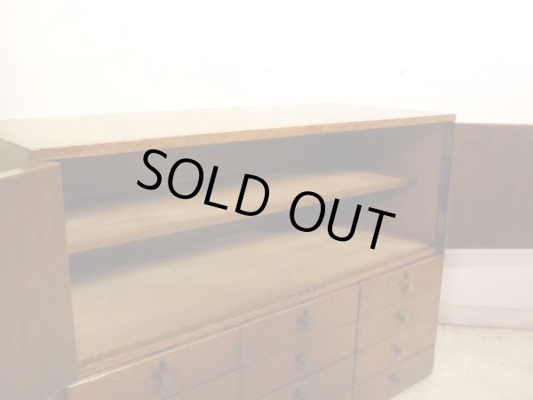 画像7: 昭和レトロ 12杯引出し付の戸棚 ローボード