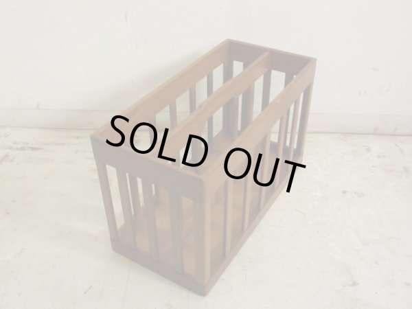 画像3: 北欧デザイン チーク材 格子の壁掛けマガジンラック