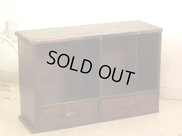 画像2: アンティーク 2杯引出し付き収納棚